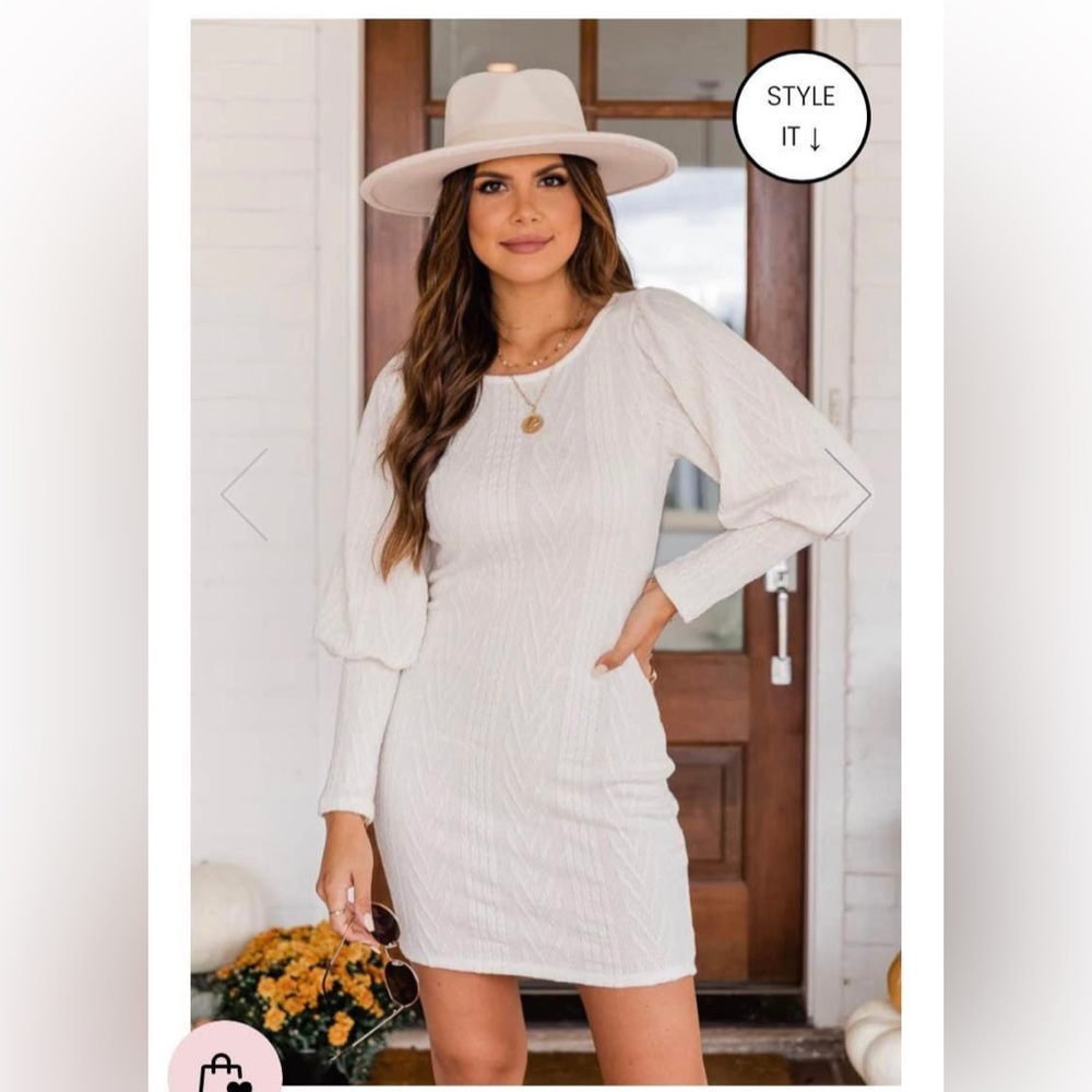 Pink lily Size small white sweater dress